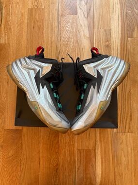 Size 9.5 - Nike Chuck Posite Metallic Silver 684758-001 Charles Barkley CB 2014